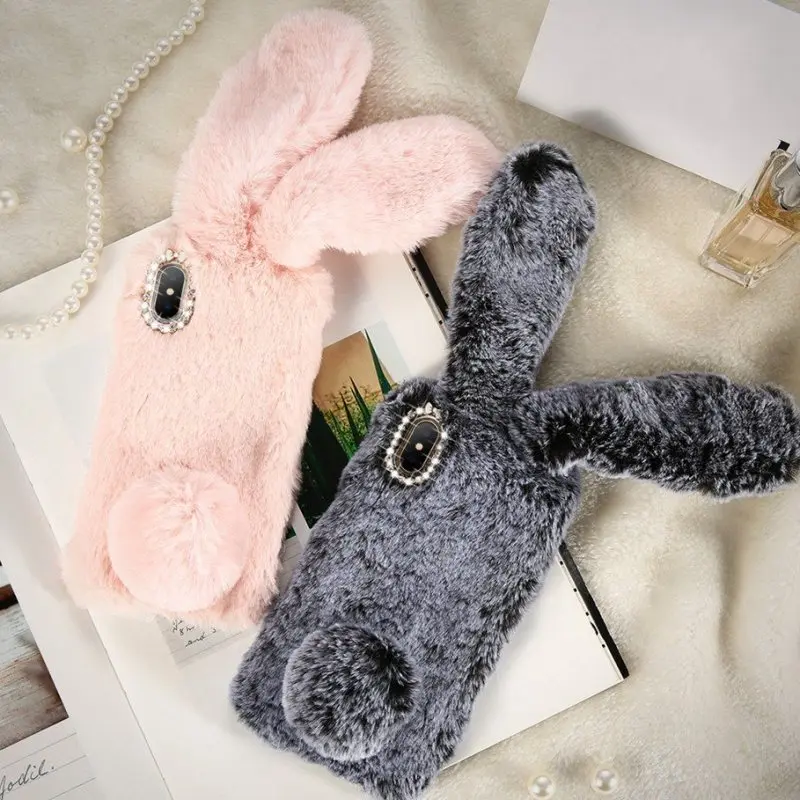 

Case for Huawei Mate 20 Lite Mate 10 Lite Pro Cover 3D Plush Bunny Rabbit Rhinestone Case For Huawei Enjoy 8 Plus 7 Plus Y9 2018