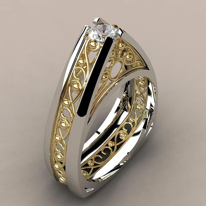 

925 Silver Simple Zircon Rings Shiny Gold and Silver Simple Zircon Jewelry Ring for Woman Men Fashion Jewelry