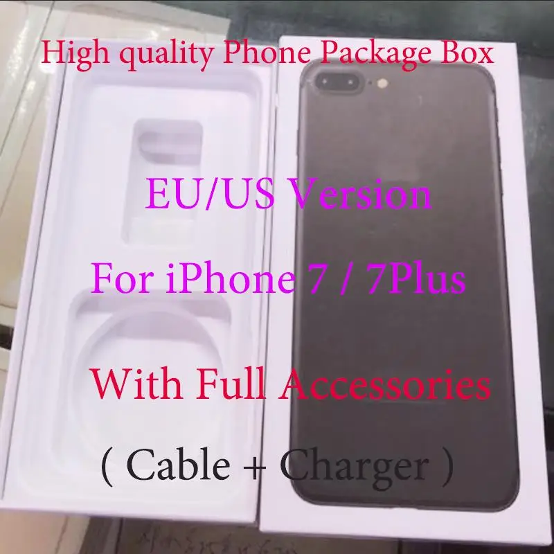 

10pcs/lot High Quality US/EU Version Cell Phone Packaging Packing Box Case For iPhone 7/7plus With Full Accessories Package Box