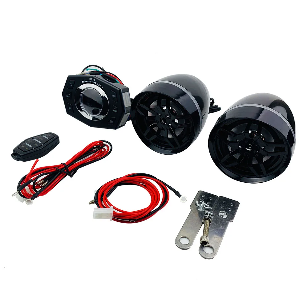 

Black Anti-theft Security System Audio Speakers Motorcycle Bluetooth MP3 Player Scooter With Remote Control FM Radio USB TF