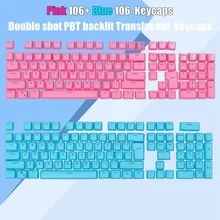 2set Double shot PBT backlit Translucent keycaps for ANSI/ISO keyboard New 106 keys Clear Keycaps For Mechanical Keyboard