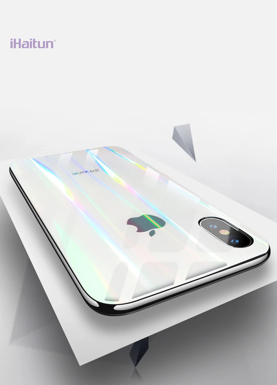 IHaitun чехол из лазерного стекла для iPhone XS MAX XR X чехол s ультра тонкий прозрачный задний стеклянный чехол для iPhone 11 Pro Max 7 8 Plus 10