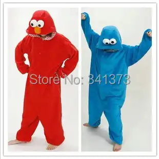 Животное пижамы улица сезам косплей костюмы толстовки комфортно sleepwears взрослые