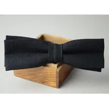 Черные мужские льняные галстуки-бабочки, Модный Узкий с галстуком-бабочкой, черный галстук, Бабочка, галстук ручной работы