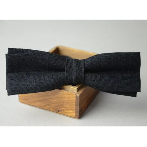 

Black mens linen bow tie, fashion slim bow tie,black necktie,butterfly,handmade ties