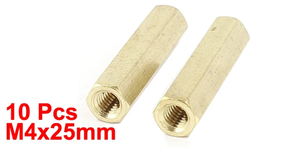 M4 x 25mm Female/Female Thread Brass Hex Standoff PCB Pillar Spacer 10pcs