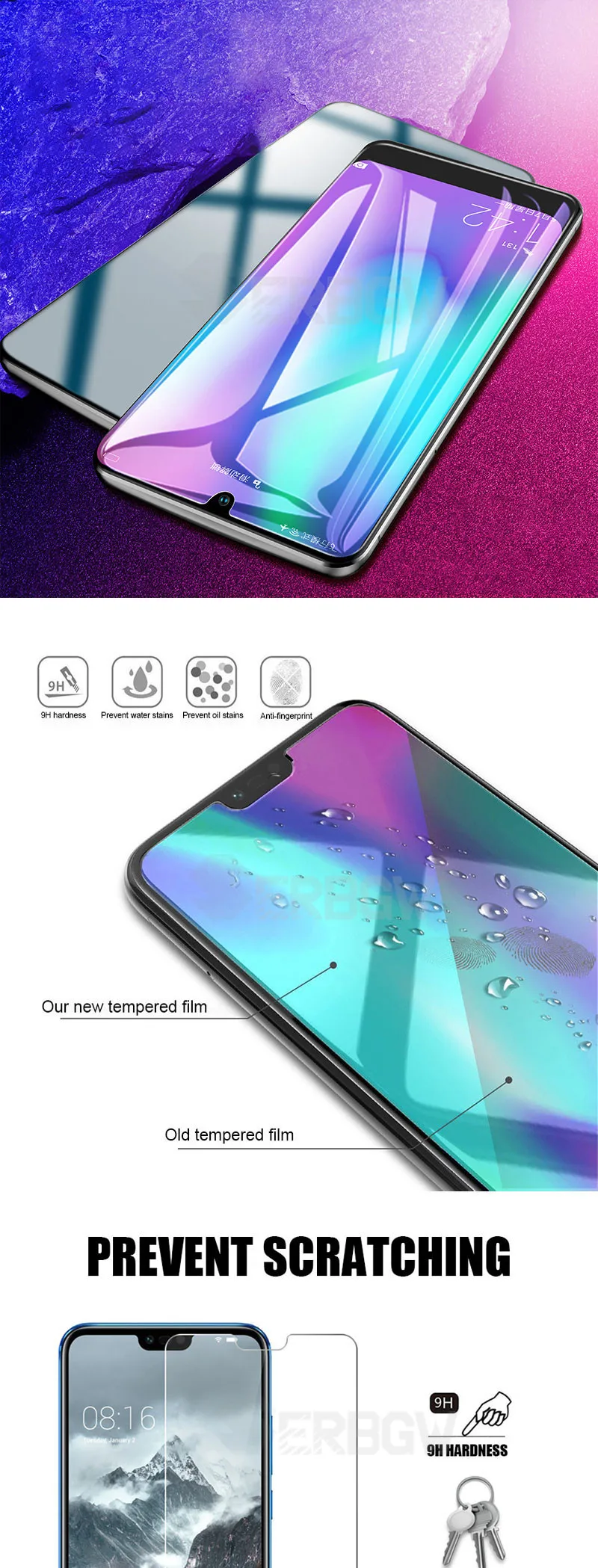 Закаленное стекло для Huawei Y9 Y6 Pro Y7 P30, Защитная пленка для экрана Huawei Y7 Y5 Y6 Prime Y7s