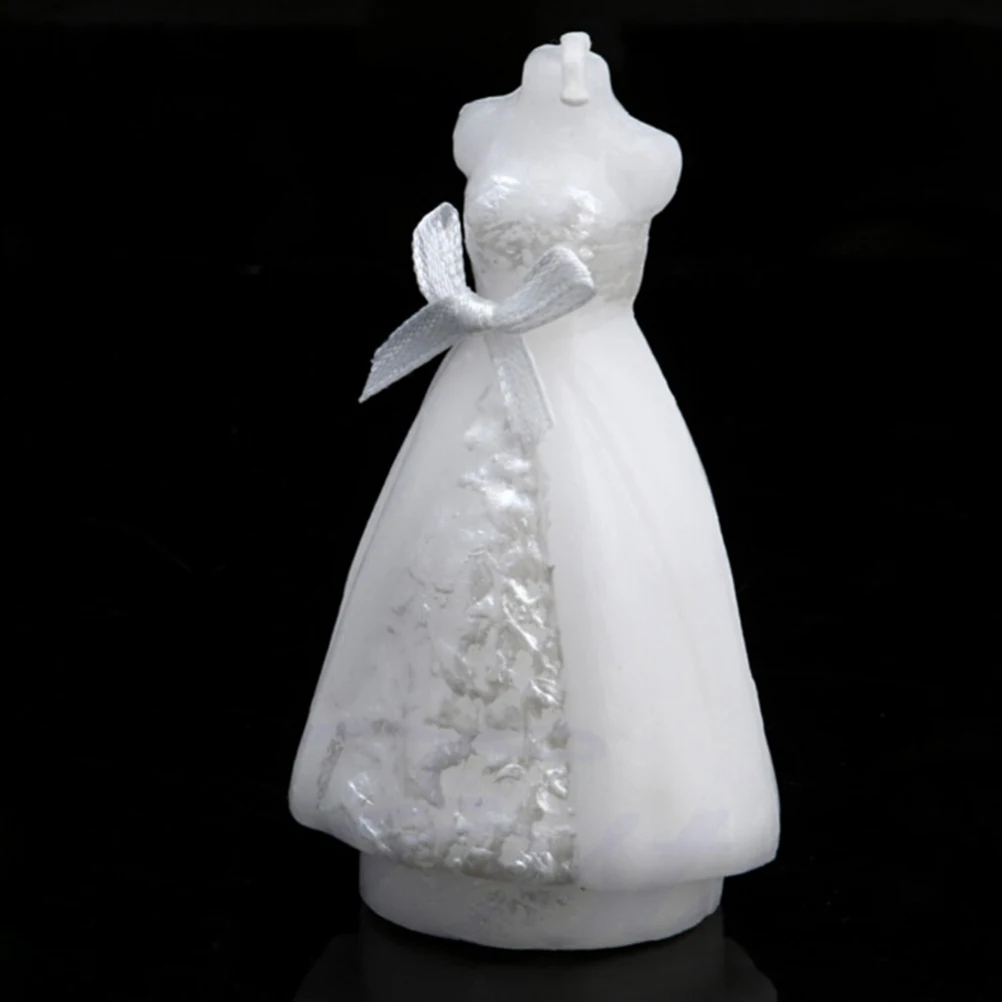 

White Elegant Wedding Bridal Bride Candles Wedding Party Supplies Home Decors 1PCS Hot Sale New Gown Dress Design Art Candle