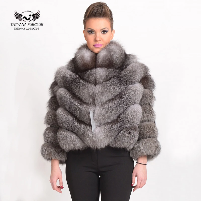 Tatyna Furclub Winter Top Quality Real Fox Fur Coat With Fur Collar ...