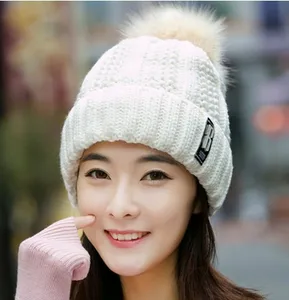 beanies for ladies Pompom Hat Winter Hats Winter Women Acrylic Pompom winter beanie