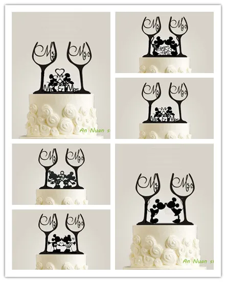 Decoration De Gateau De Mariage Mickey Minnie Verre A Vin De Style Mickey Acrylique Decoration De Fete De Mariage Pour Fiancailles Aliexpress