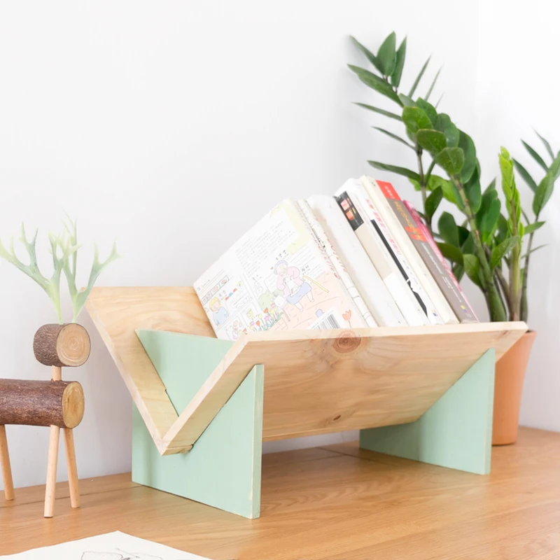 Hot Sale Bookcase Solid Wood Desktop Bookshelf Simple Mini Storage Desk