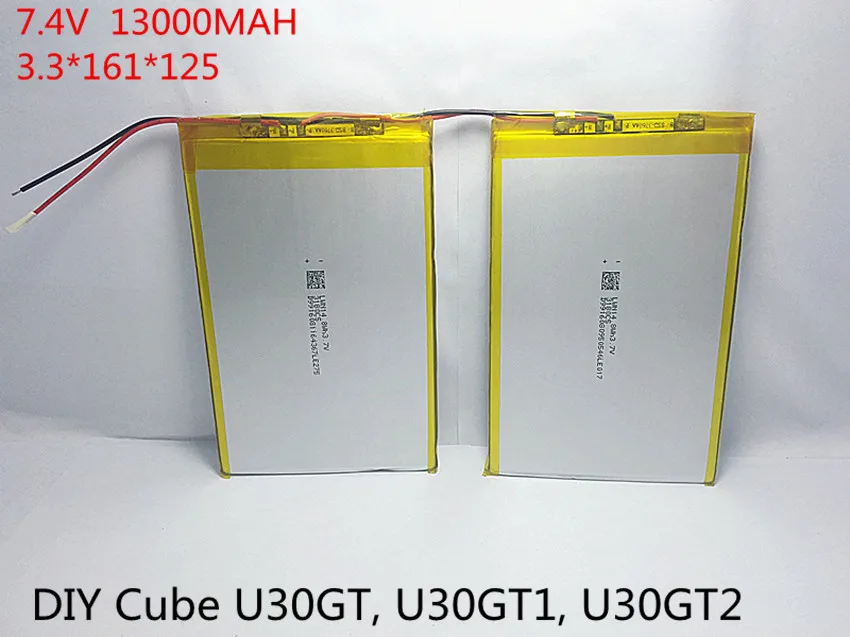 7,4 В 13000 мАч таблетки батареи DIY U30GT, U30GT1, U30GT2 двойной четырехъядерный планшетный ПК аккумулятор 33161125 Размер: 3,3*161*125 мм