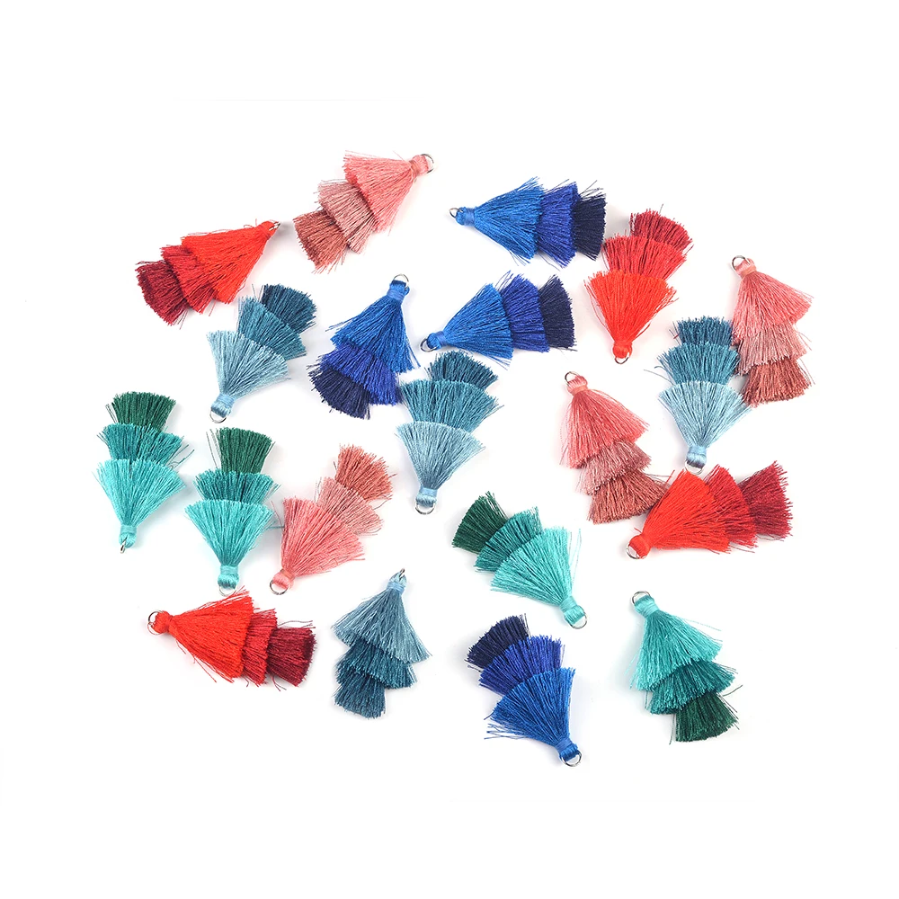 

10pcs/lot Boho Multilayer Cotton Tassels Bursh for Earrings Charm Pendant Mix Color Tassel Fringe Diy Jewelry Making Findings