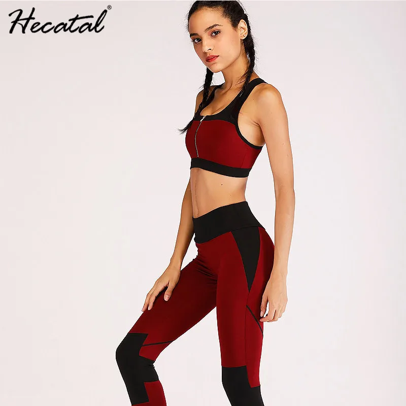 Fashion Women Sports Set Patchwork Yoga Running Gym Sports Bras