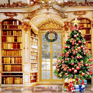 10x10FT Garland Window Books Shelf Christmas Tree Gifts Study Room