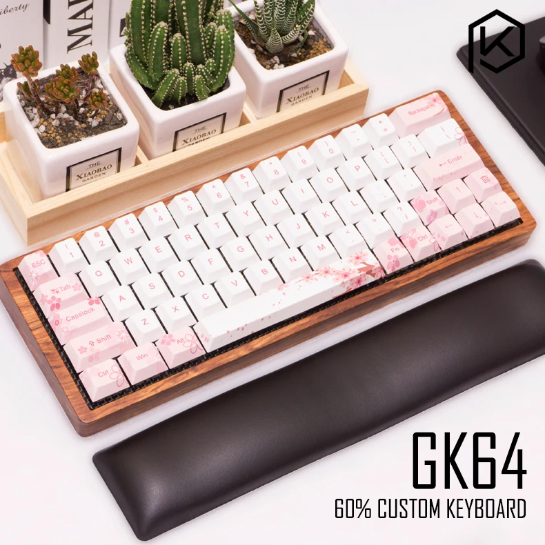 Механическая клавиатура gk64 gk84 с 64 клавишами 84 клавишами, деревянные брелки под заказ, светильник rgb, вишневый профиль, клавиша Звездная ночь