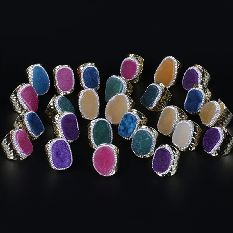 Многоцветные шероховатый сырой Druzy drusy хрустальные стразы очаровательное