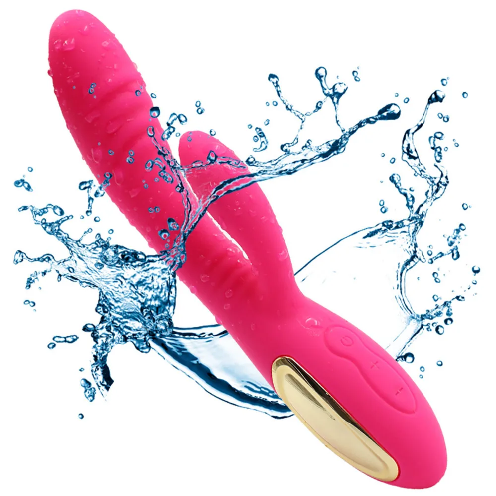 G Spot font b Dildo b font Rabbit Vibrator for Women Dual Vibration Silicone Waterproof Female