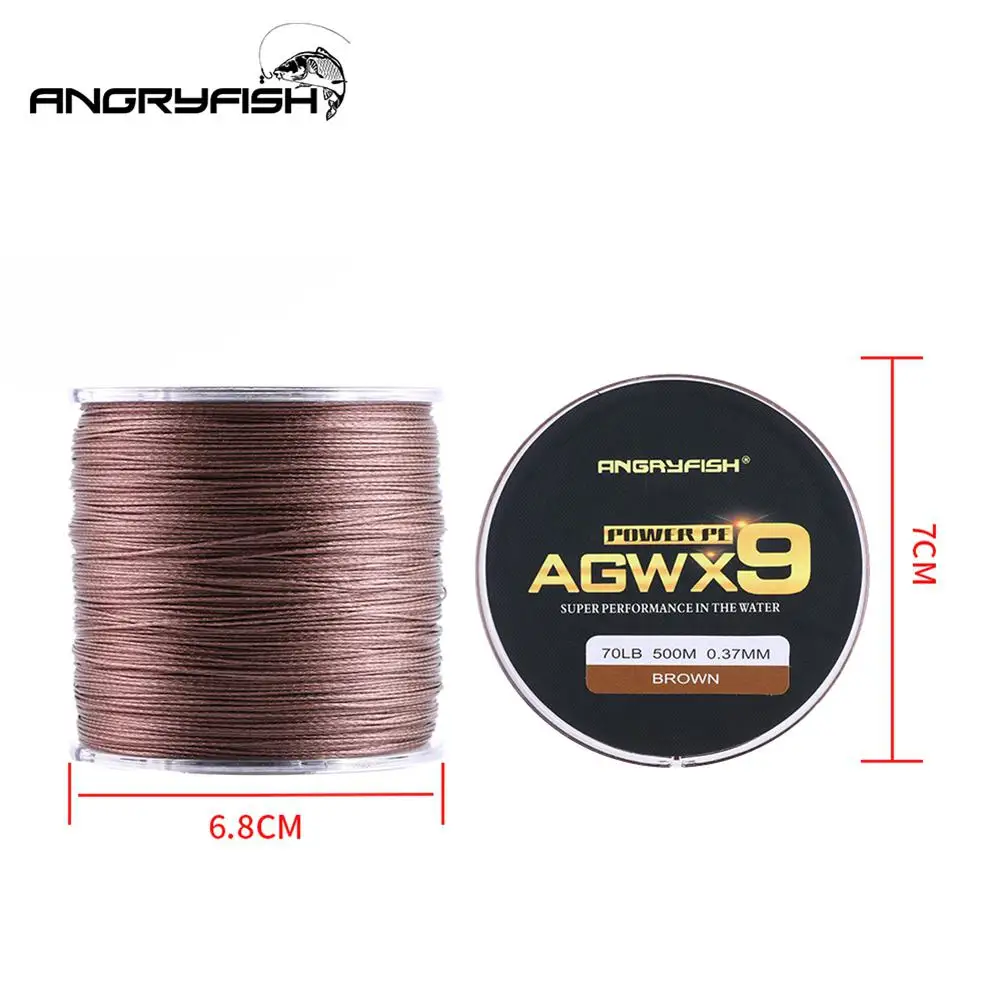 Best ANGRYFISH Diominate Multicolor X9 PE Line 9 Strands Weaves Braided 500m 547yds Super Strong Fishing Line 15LB 100LB