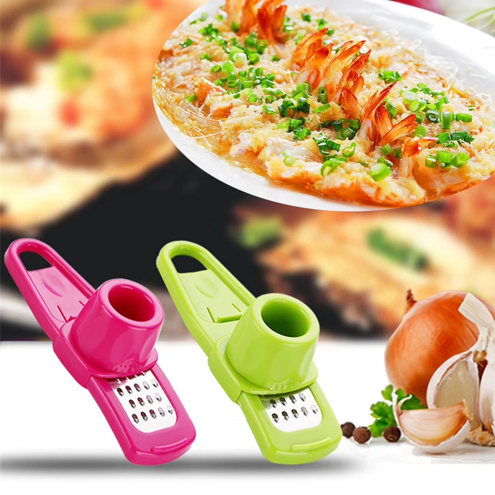 

ABS Ginger Garlic Grinding Tool Magic Stainless Steel Slicer Cutter Grater Peeler Kitchen Accessories Candy Color Red and Green