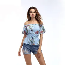 Women Fashion Floral Print Chiffon Shirt Blouses