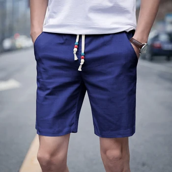 

2020 Men Shorts New Summer Fashion Design Knee Length Casual Shorts For Men Outdoors beach Cotton linen Shorts men Size 4XL