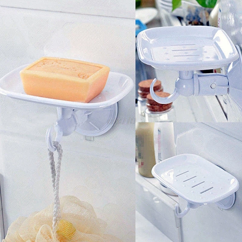 Durable Suction Cup Plastic Wall Soap Dish Basket Holder Tray Bathroom Shower 14 x 9cm Mar Whosale&DropShip|Мыльницы| |