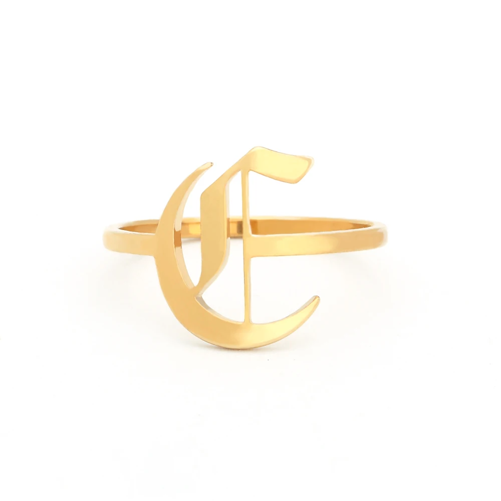 

Custom Old English Ring Stainless Steel Jewelry Personalized Initial Letters Ring For Women Best Friends Wedding Men Jewelry