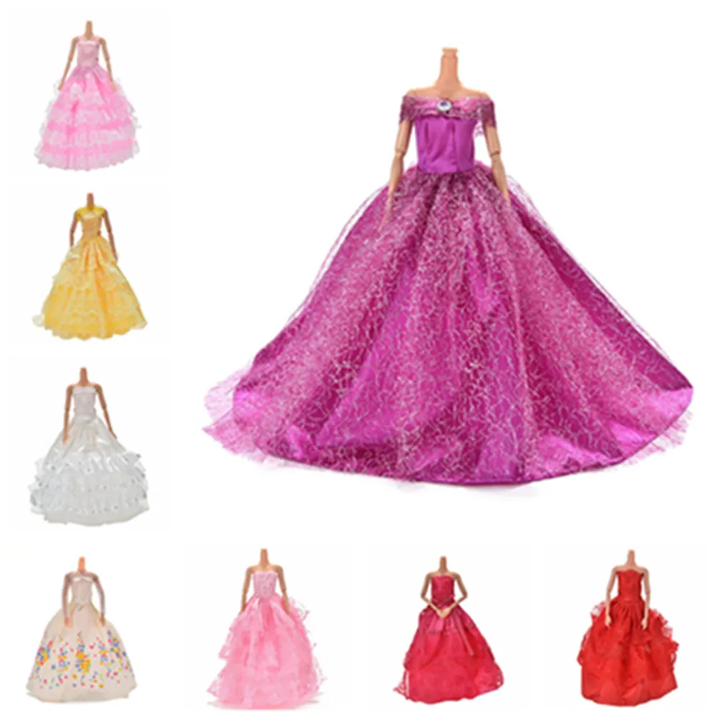 

1PCS Elegant Handmade Wedding princess Dress For Doll Floral Doll Dress Clothes Clothing Multi Layers Dolls Accessories