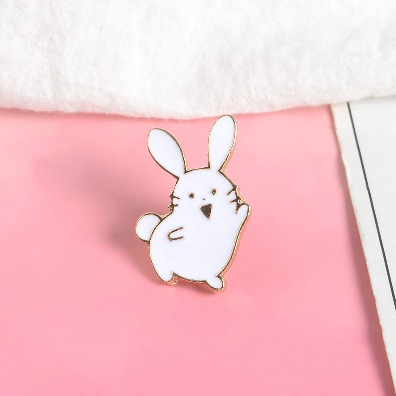

Dancing White Rabbits Brooches Cute Happy Animal Bunny Enamel Metal Pins For Women Coat Shirt Bag Jackets Collar Lapel Badge