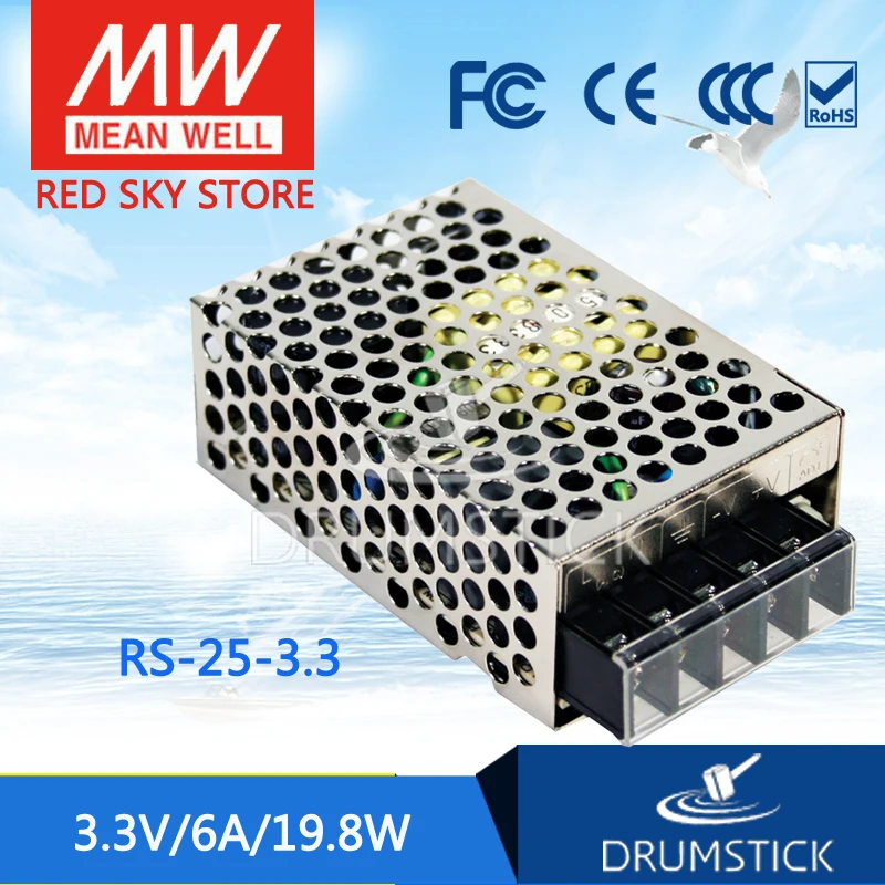 

MEAN WELL RS-25-3.3 3.3V 6A meanwell RS-25 3.3V 19.8W Single Output Switching Power Supply