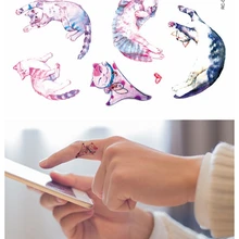 Водная переводная татуировка милый цветной Кот тату боди-арт водонепроницаемые временные фальшивые татуировки для мужчин, женщин, детей 10,5*6 см