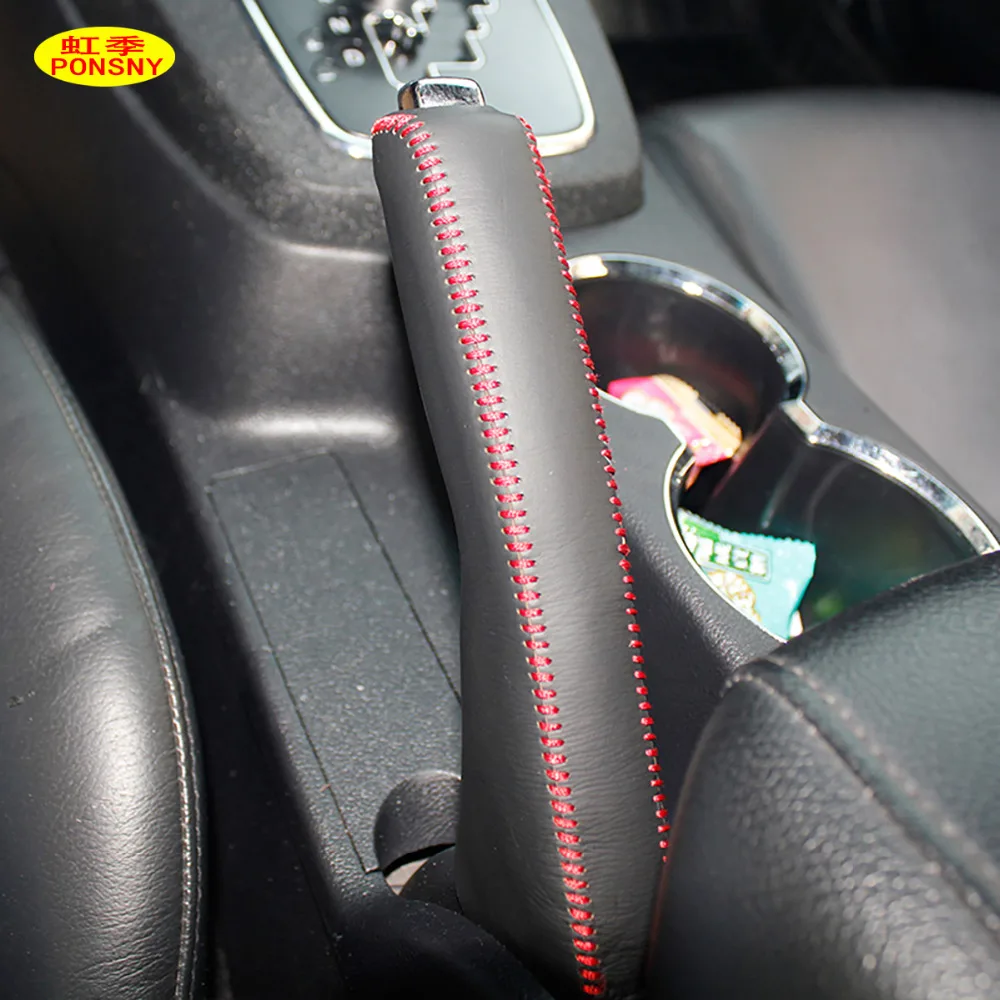 PONSNY Car Handbrake Covers Case for Hyundai ROHENS-Coupe Genuine Leather Car-styling Handbrake Grips Cover