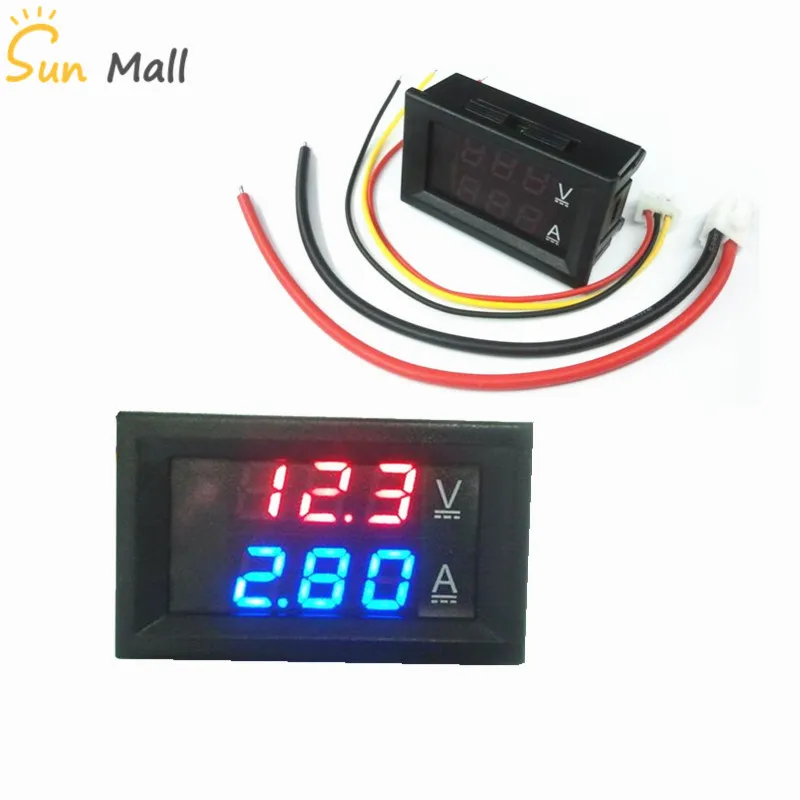 

1PC Red-Blue 10A Voltmeter Ammeter /0.28 inch DC0-100V 10A LED DC Double Display Digital Current Voltmeter Meter