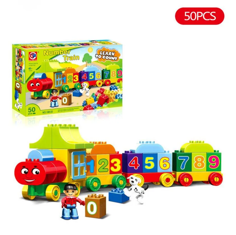 

Big Blocks My First Number Train Building Set Compatible with Duplo Educational Toys DIY Baby Toys