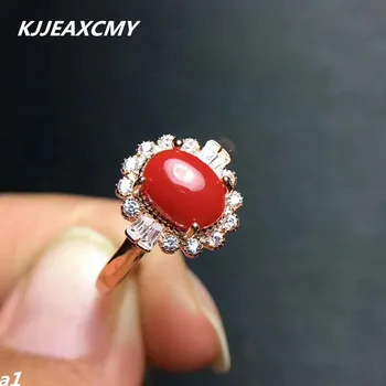 

KJJEAXCMY Fine jewelry 925 sterling silver set in the natural red coral female ring gold and silver color to send the certificat