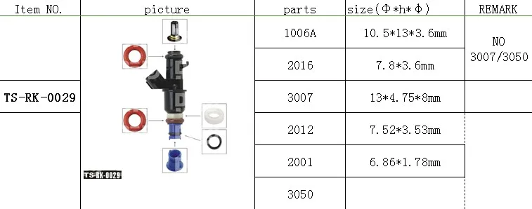 

Free shipping!!100sets/box Top Feed MPI fuel injector components injector repair kits TS-rk-0029