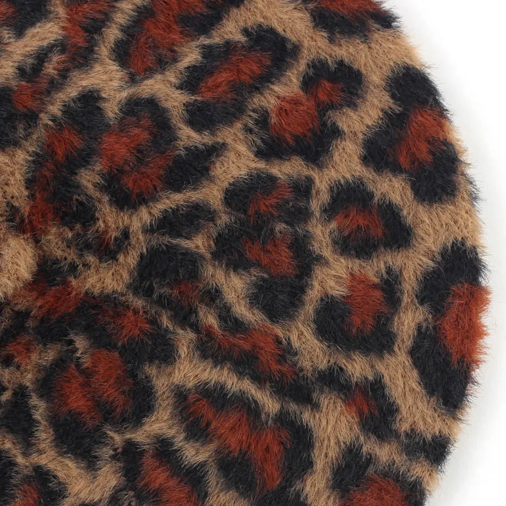 Geebro женский леопардовый берет, шапка, зимний теплый вязаный кашемировый Французский Берет для художника, женский шерстяной берет с принтом, кепка высокого качества