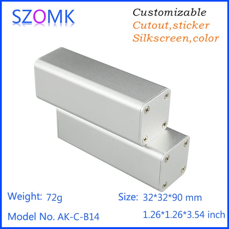 

2 pcs, 32*32*90mm free shipping china market of electronics aluminum enclosure diy control box hot sales szomk aluminum case