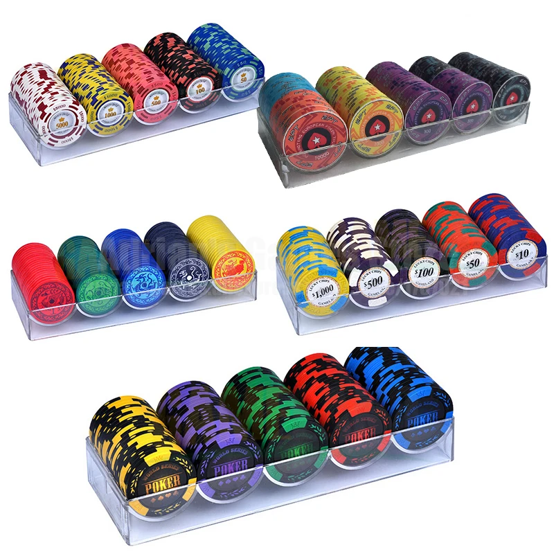 100PCS Poker Chips Set with Box Clay/Ceramic Poker Chips Sets Texas