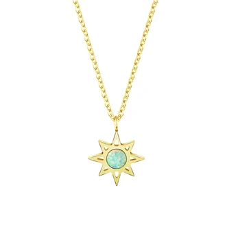 

15PCS Shiny Natural Green Stone Opal Star Necklaces for WOmen Star of David Jewish Collar