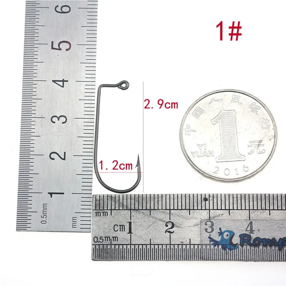 Rompin 50 шт./лот Aberdeen офсетный рыболовный крючок из высокоуглеродистой стали 90 градусов хвостовик изогнутый морская Мормышка Крючки Размер 6-4/0 - Цвет: size 1