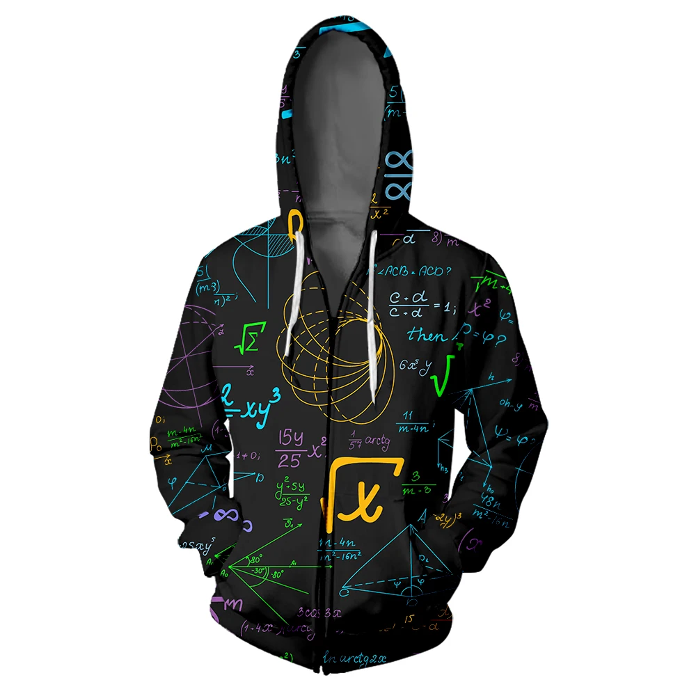 

WAMNI Science Formula Zipper Hoodie Sweatshirt Hip Hop 3D Hoodie Zipper Sweatshirts Preppy Style Science Enthusiasts Exclusive