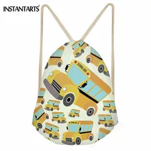 INSTANTARTS Мультфильм школьный автобус принт завязки мешка для девочек и мальчиков Путешествия Пляж хранения Softback удар карман Рюкзак Дети