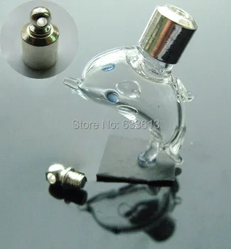 

Ship Free! 30pcs 6mm diy dolphin Miniature Wishing Bottle Glass clear tube Perfume essential oil charm vial pendant SCREW CAP