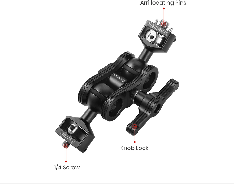 SmallRig Волшебная рукоятка с двойной шаровой головкой(Arri локационные булавки и 1/" винт) для установки Smallrig клетки/монитор-2115