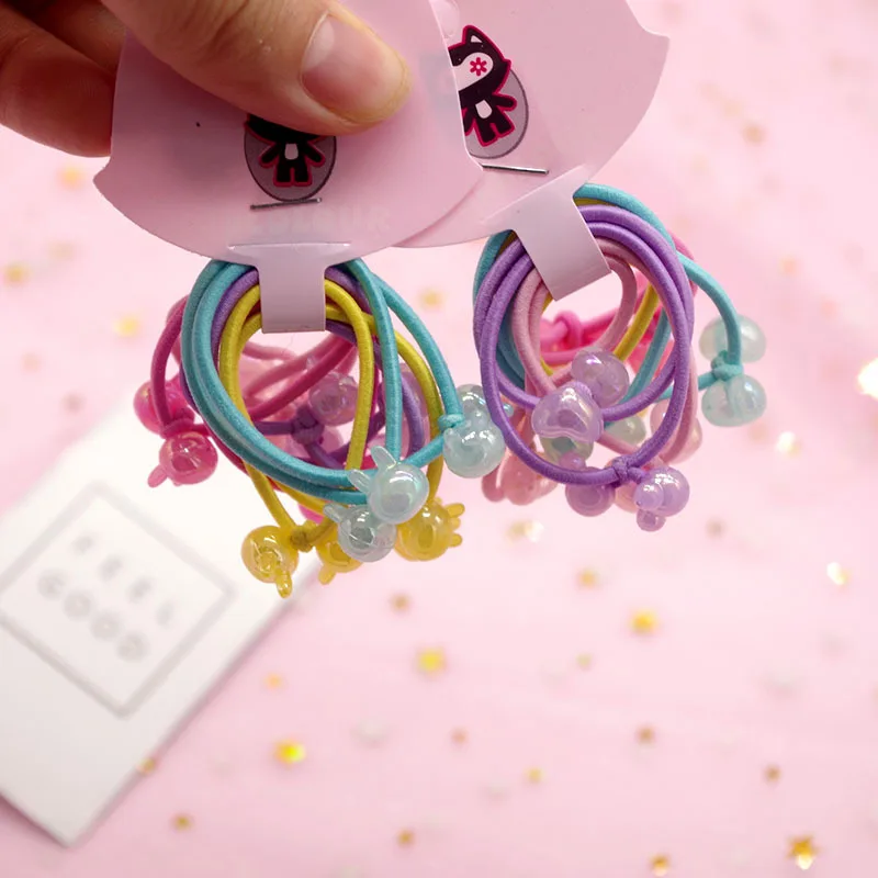 10 шт./партия простые корейские цветные прозрачные детские резинки для волос для девочек, аксессуары для волос