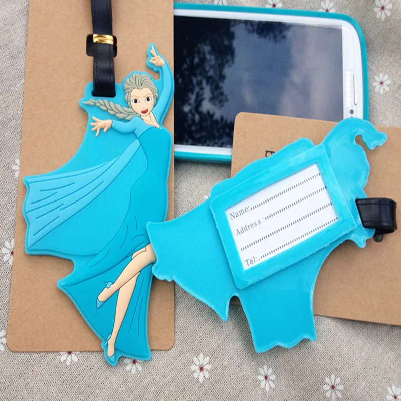 Эльза Принцесса багажные бирки мультфильм багаж подвесной кулон ПВХ чемодан этикетка ID/адрес/телефон/держатель Бейджа аксессуары для путешествий
