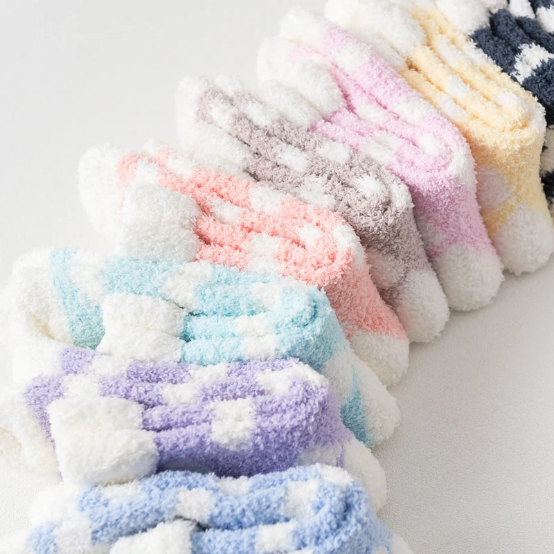 

Colors Women Fashionable Print Thickening Warm Soft Cute Velvet Winter Casual Crew Socks Coral Cashmere Love